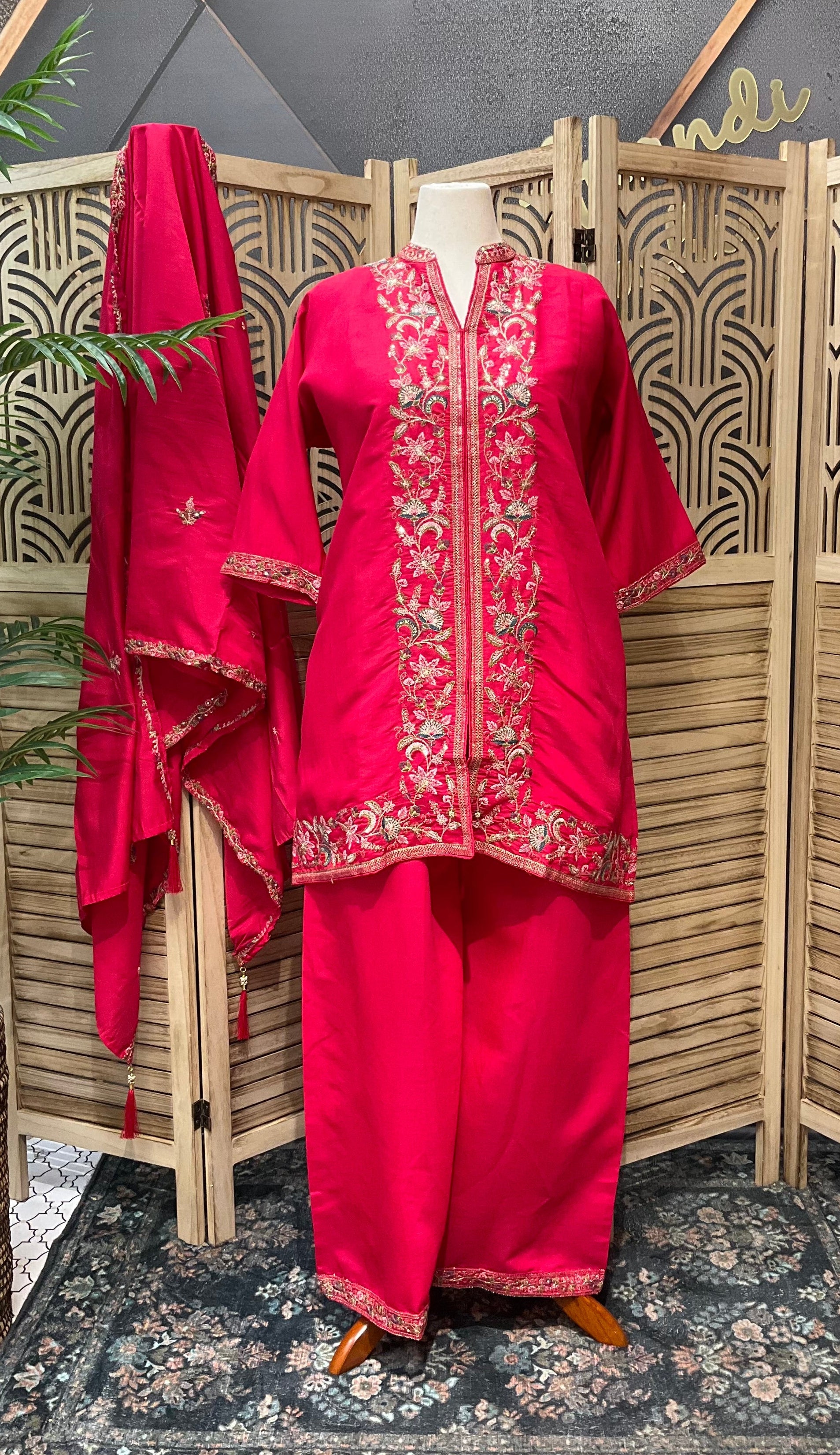 Plus Size 52 - Pink Party Wear Palazzo set
