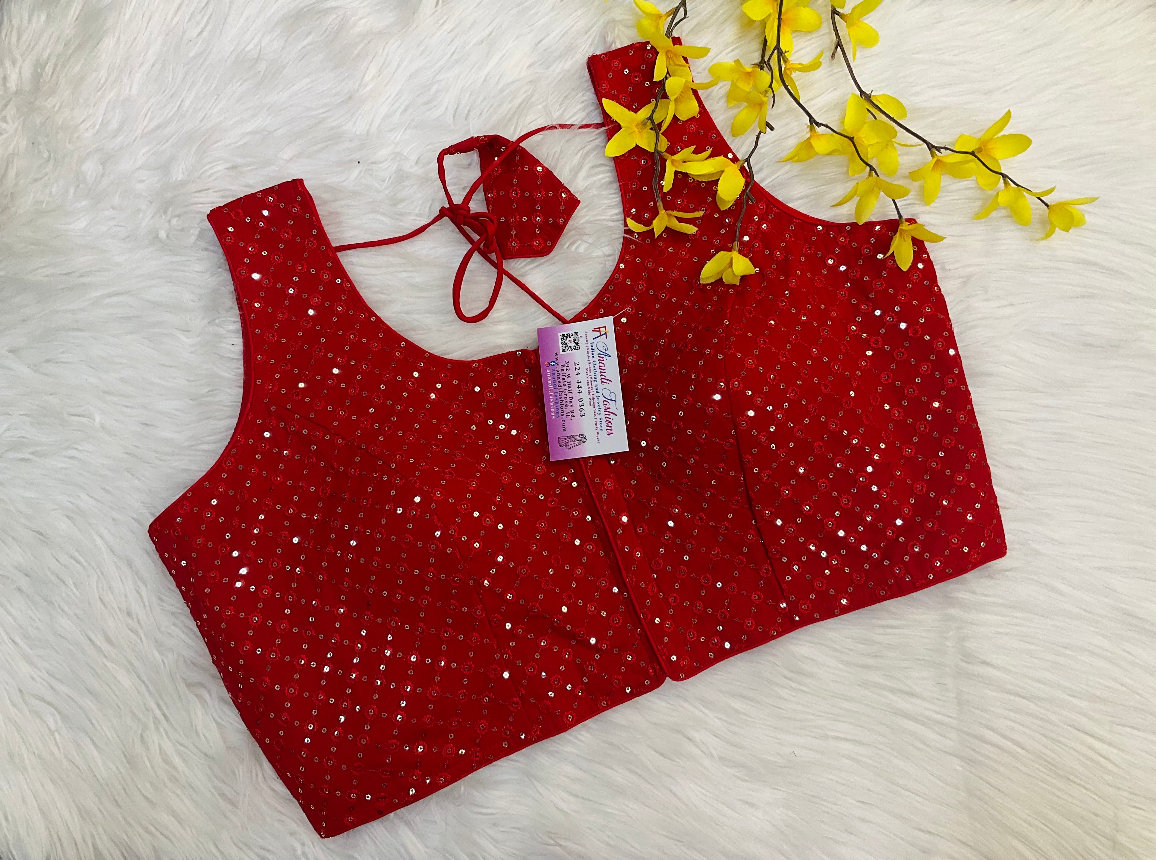 Front Opening Red Blouse