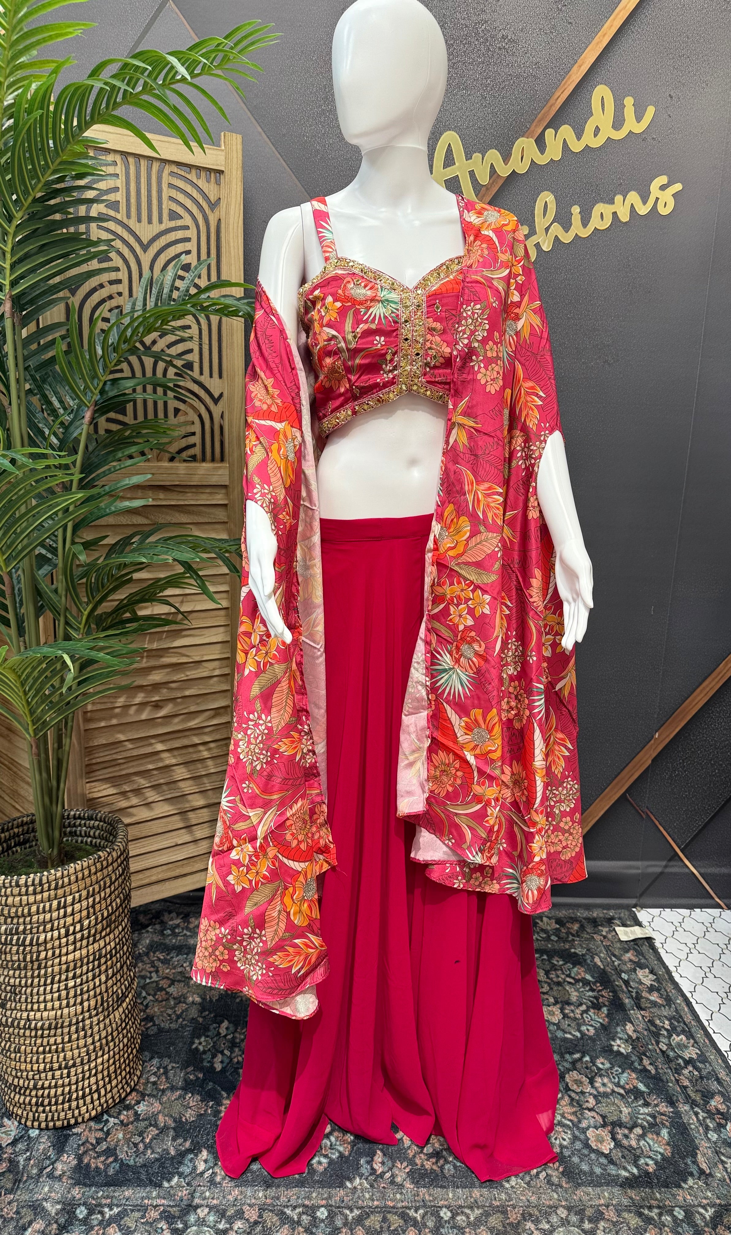 Indo Western- pink Party Wear Sharara set
