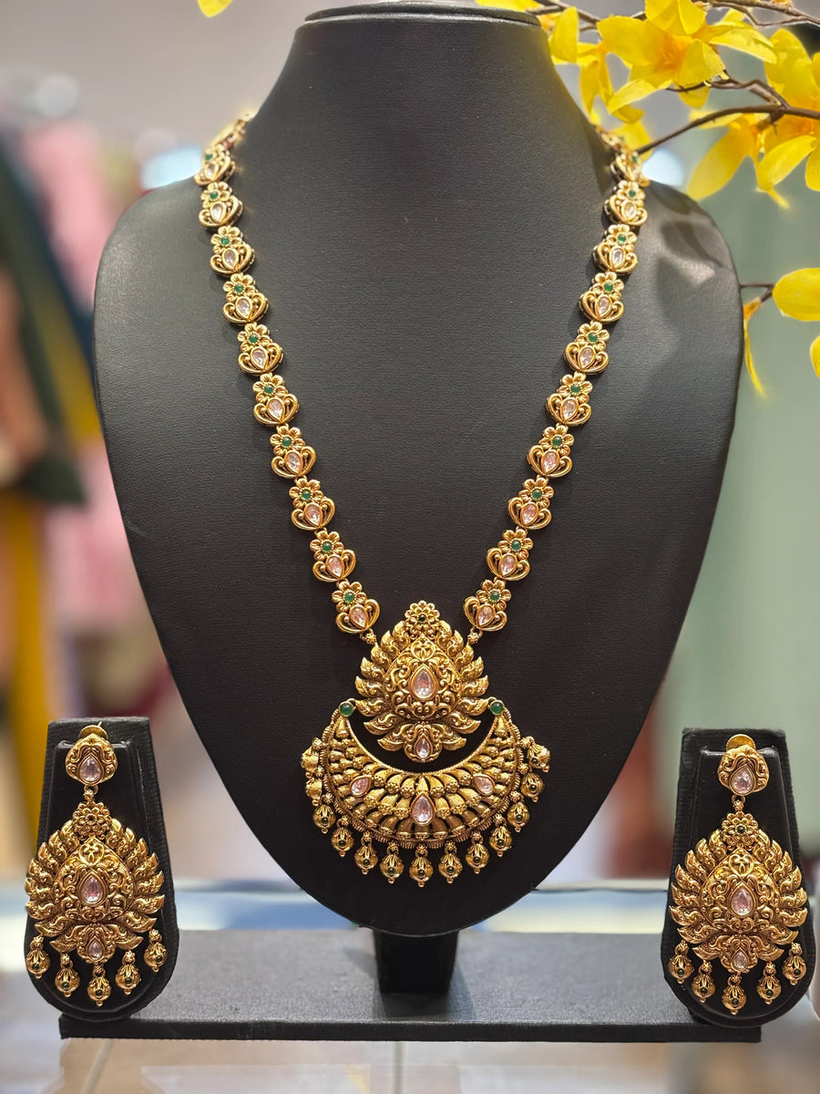 Premium- Antique Finish Long Necklace Set/Haram