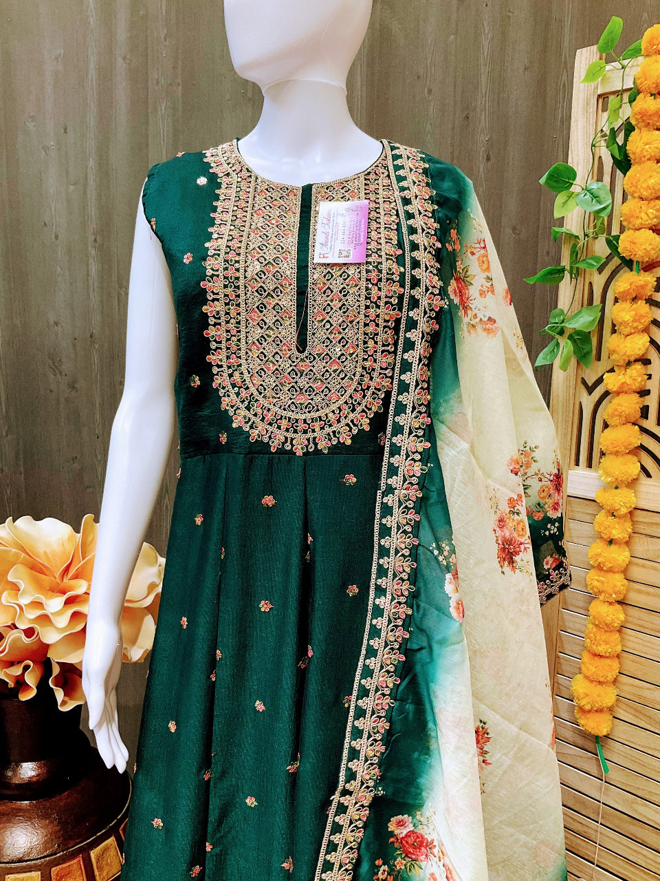 Anarkali Long Dress with floral dupatta image 4