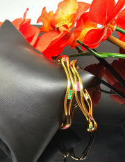 Bangles of India - Wavy Bangles with Stones- set of 2 bangles- Size 2.4