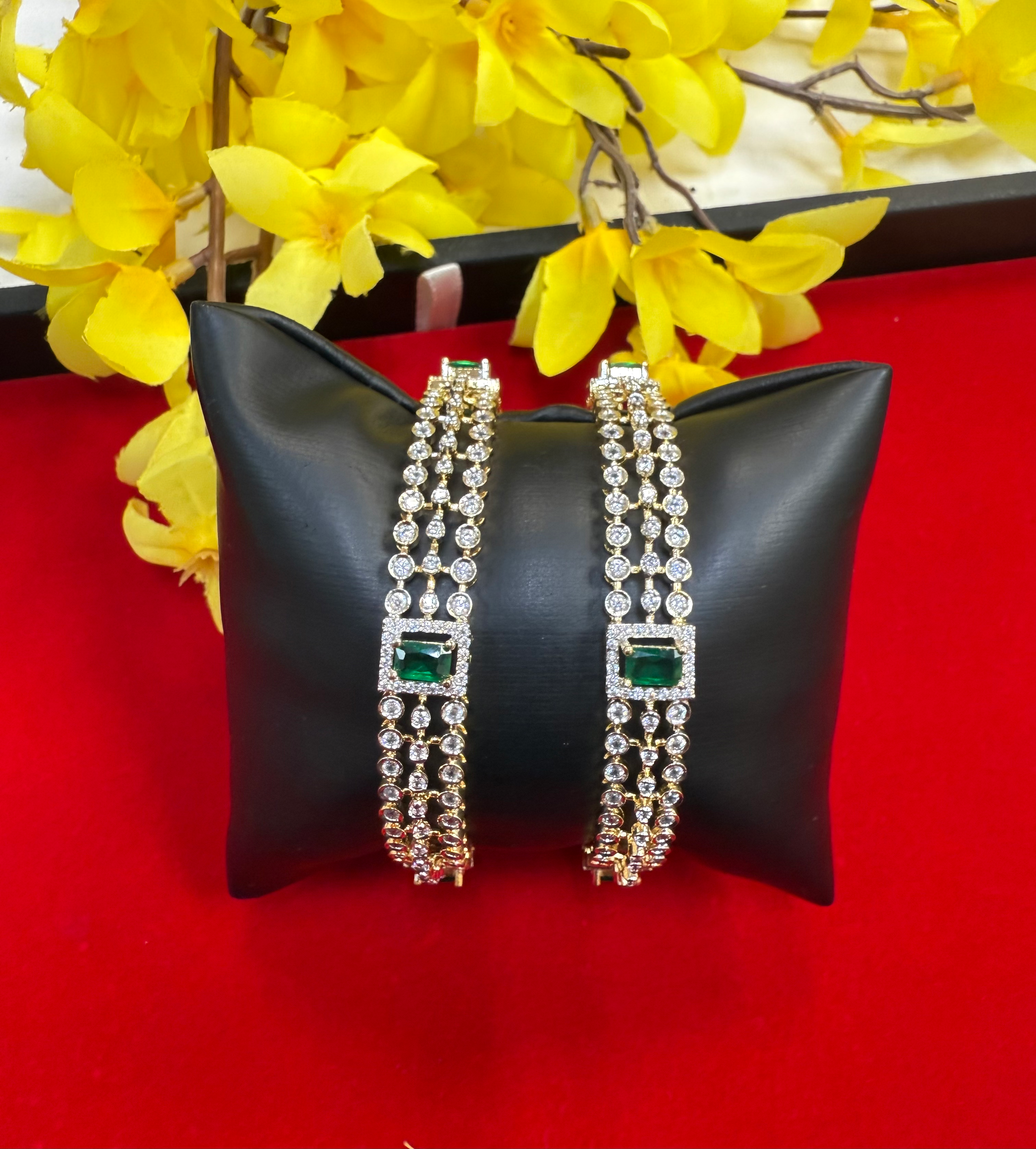 Party Wear CZ Bangles Set- (pair) image 1