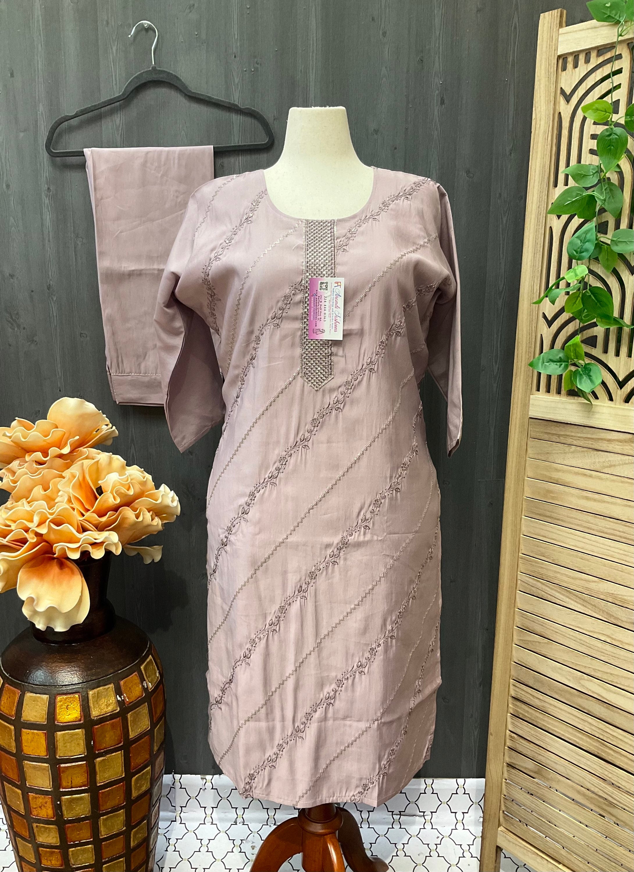 Plus Sizes - Roman Silk Embroidery Kurti set image 4