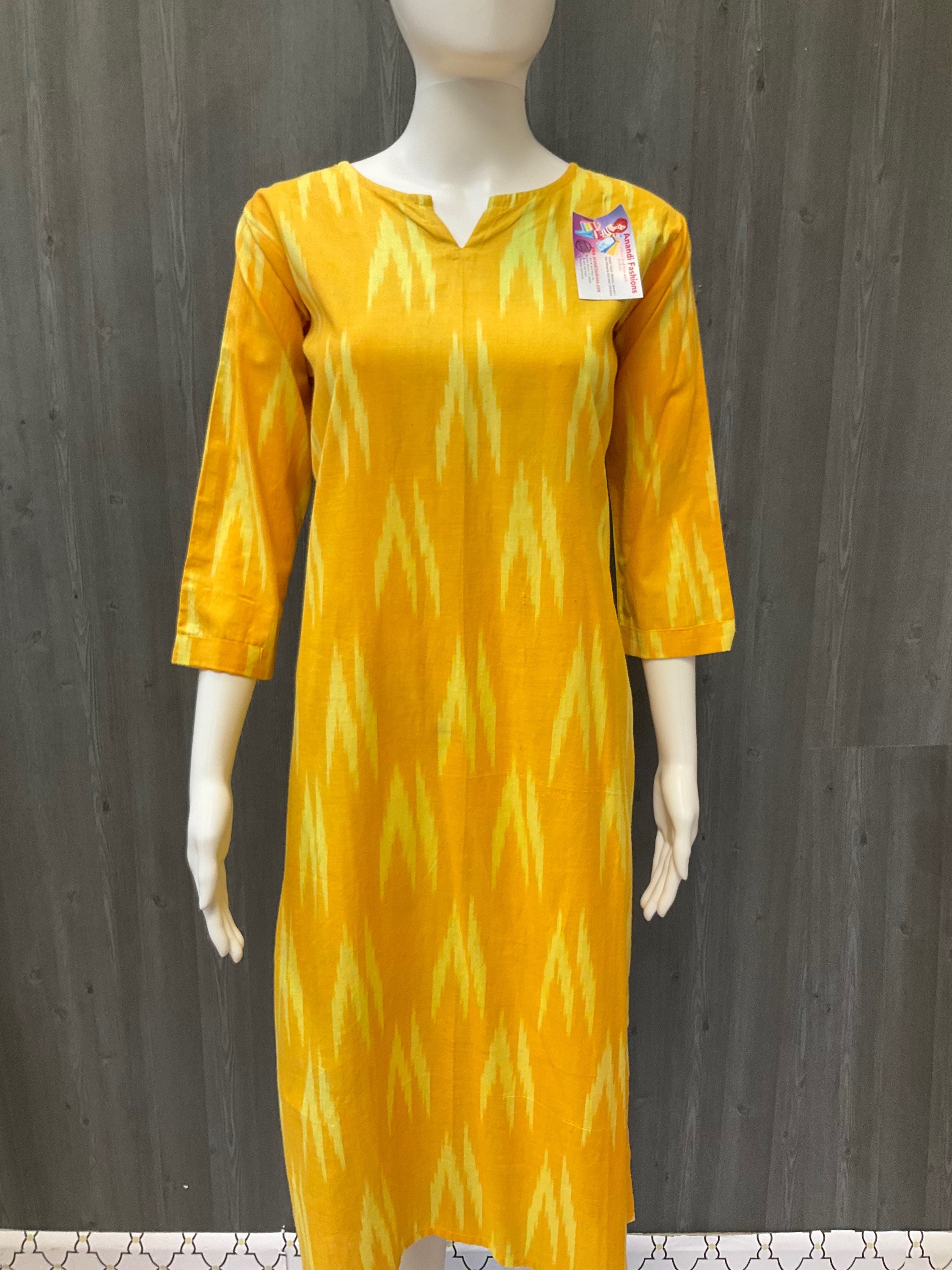 Yellow Color Pure Cotton Kurti - Size 38 image 0