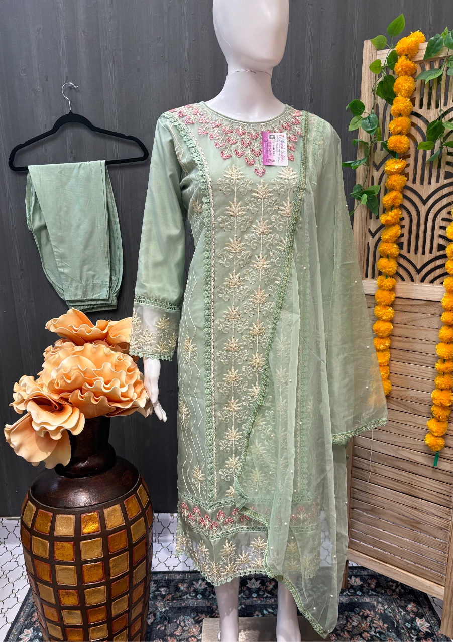 Organza Party Wear Kurti set image 0
