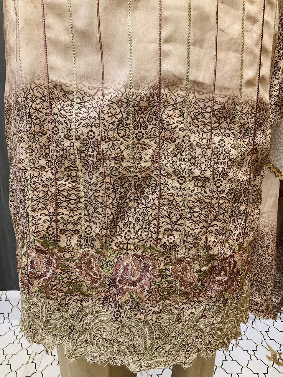 Plus Sizes-Satin silk digital print party wear chudidhar set image 1