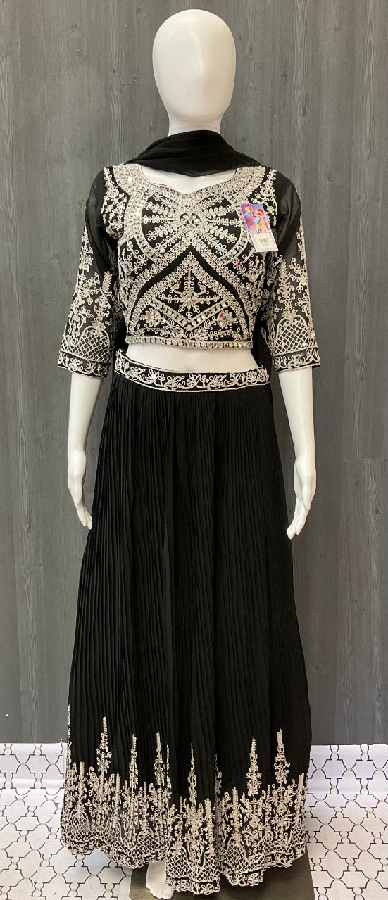 Size 38-Lehenga Set Design - Elegant and Exquisite Black Lehenga Set Design image 1