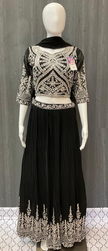 Black Designer Lehenga Set Size 38 - Elegant Party Wear