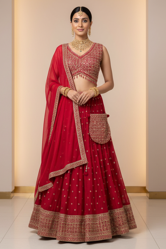 Heavy Work Alia Cut Blouse Lehenga Set - Anandi Fashions