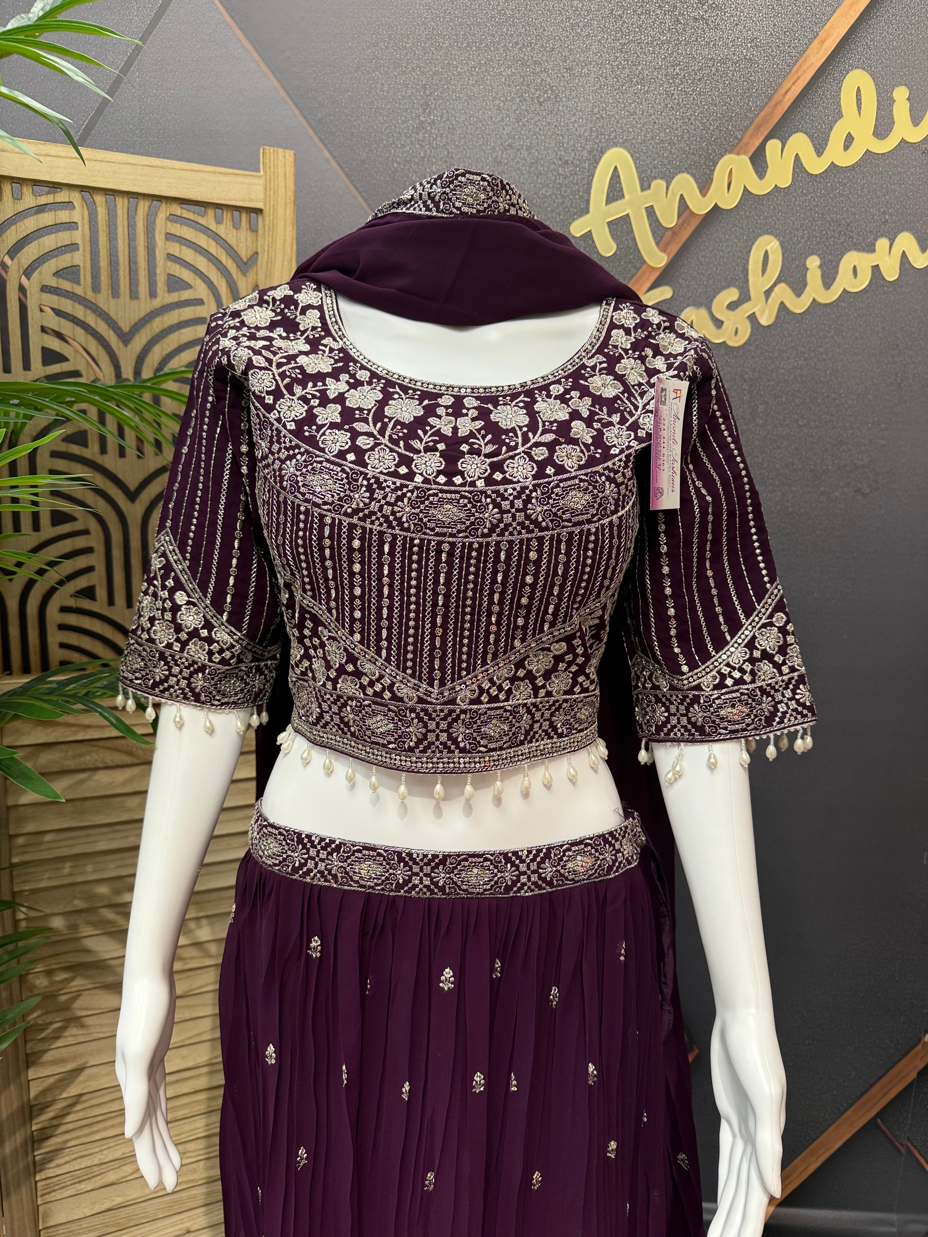 Wine Color- Party Wear Lehenga set