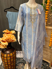 Blue -Organza Kurti/Churidar set