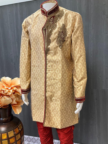 Sherwani - Heavy Bridal Party Wear Sherwani for Men with Pants-Size 46