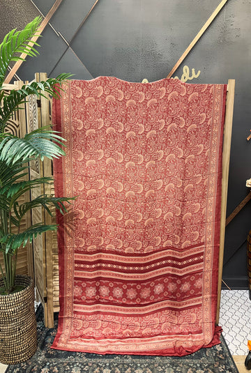Onion Pink - Soft Crape Silk Saree