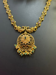 Antique Finish CZ Necklace set with Pendant