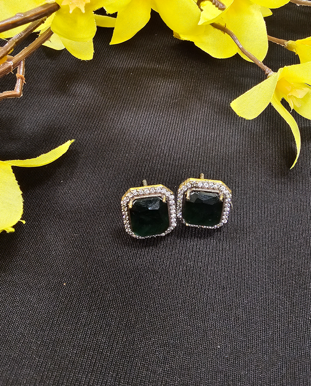 Indian Necklace - Victorian Choker Set with Emerald Stone image 1