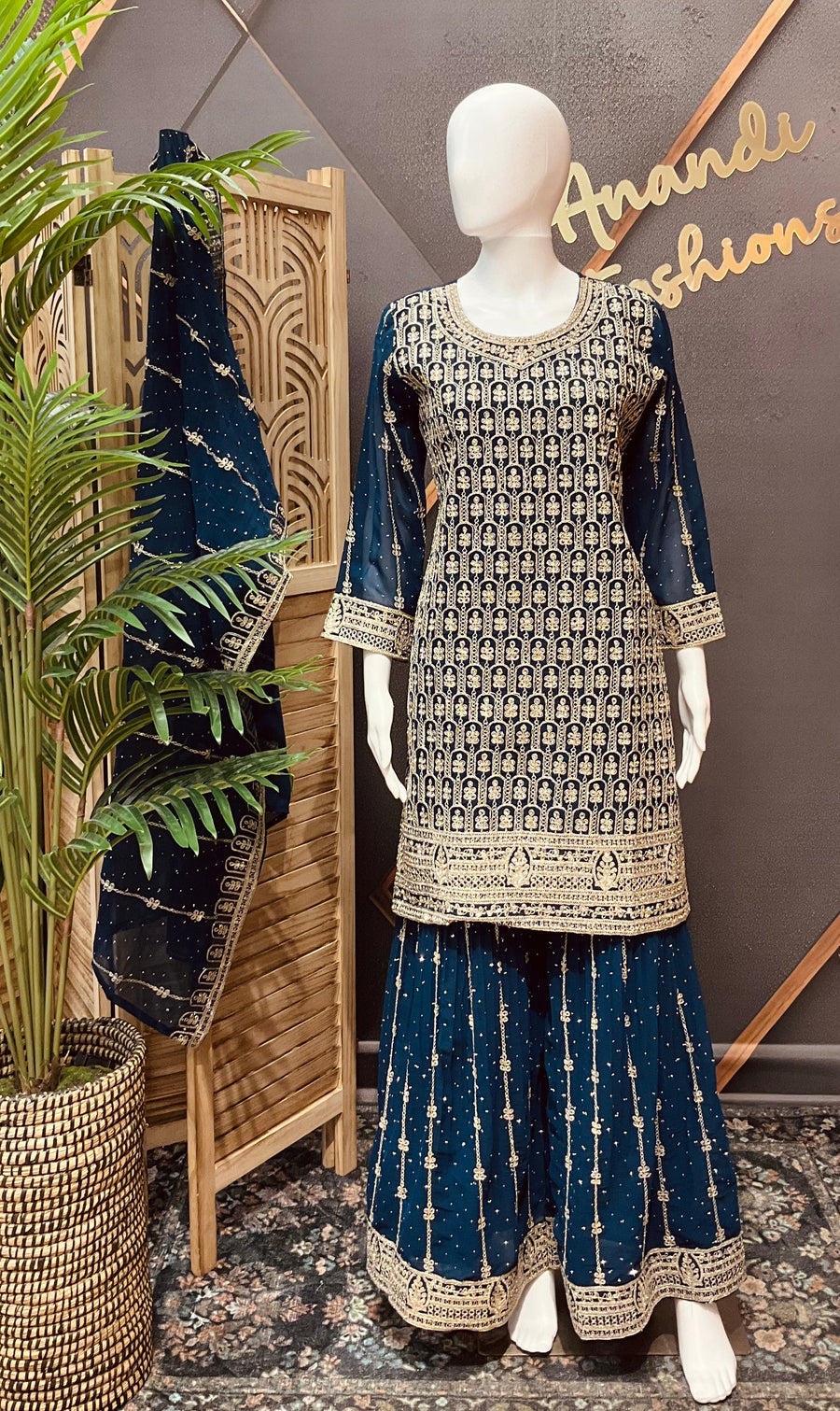 Teal Blue Party Wear Sharara set