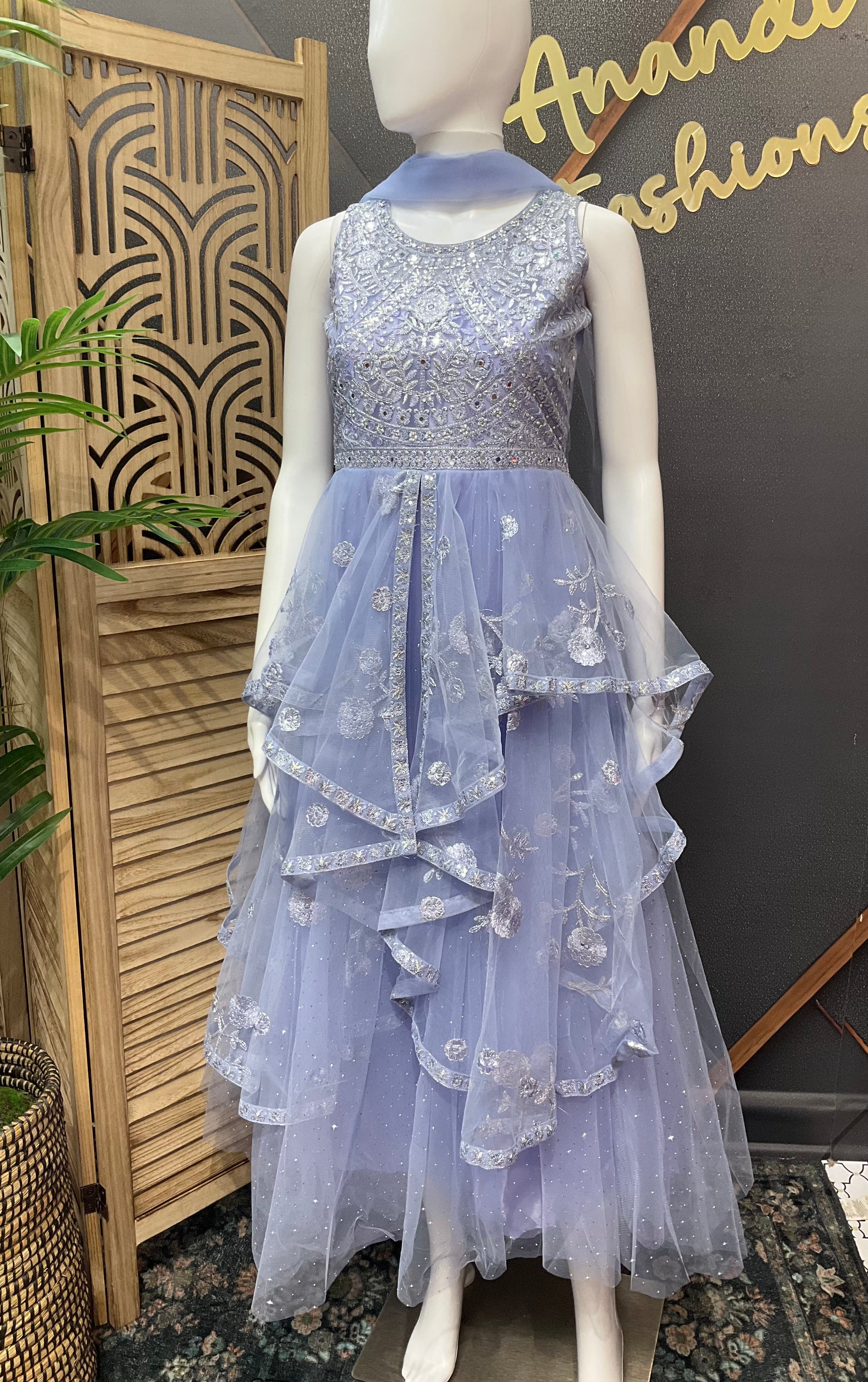 Teenage Girls- Party Wear Lavender Color Frock/dress