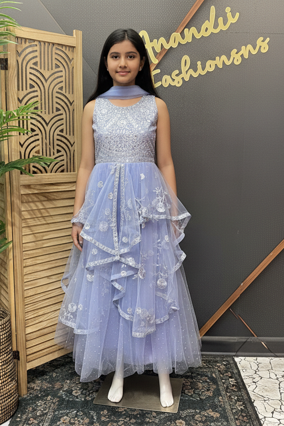 Teenage Girls- Party Wear Lavender Color Frock/dress