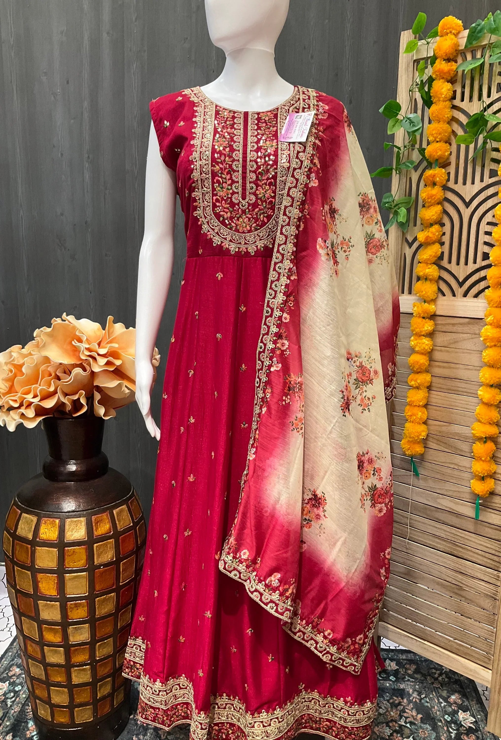 Plus Size Anarkali Party Wear Dress - Elegant Ethnic Gown