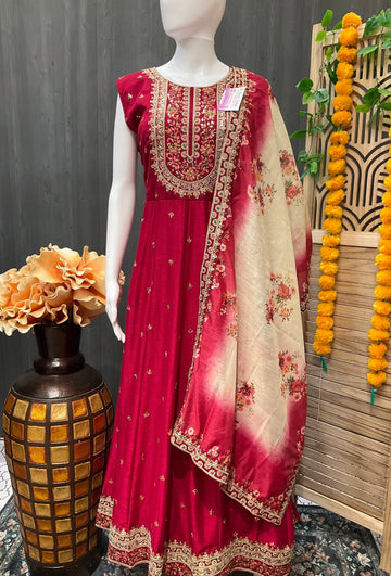 Plus Size Anarkali Party Wear Dress - Elegant Ethnic Gown