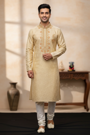Men’s Yellow with Beautiful Embroidered Kurta Set
