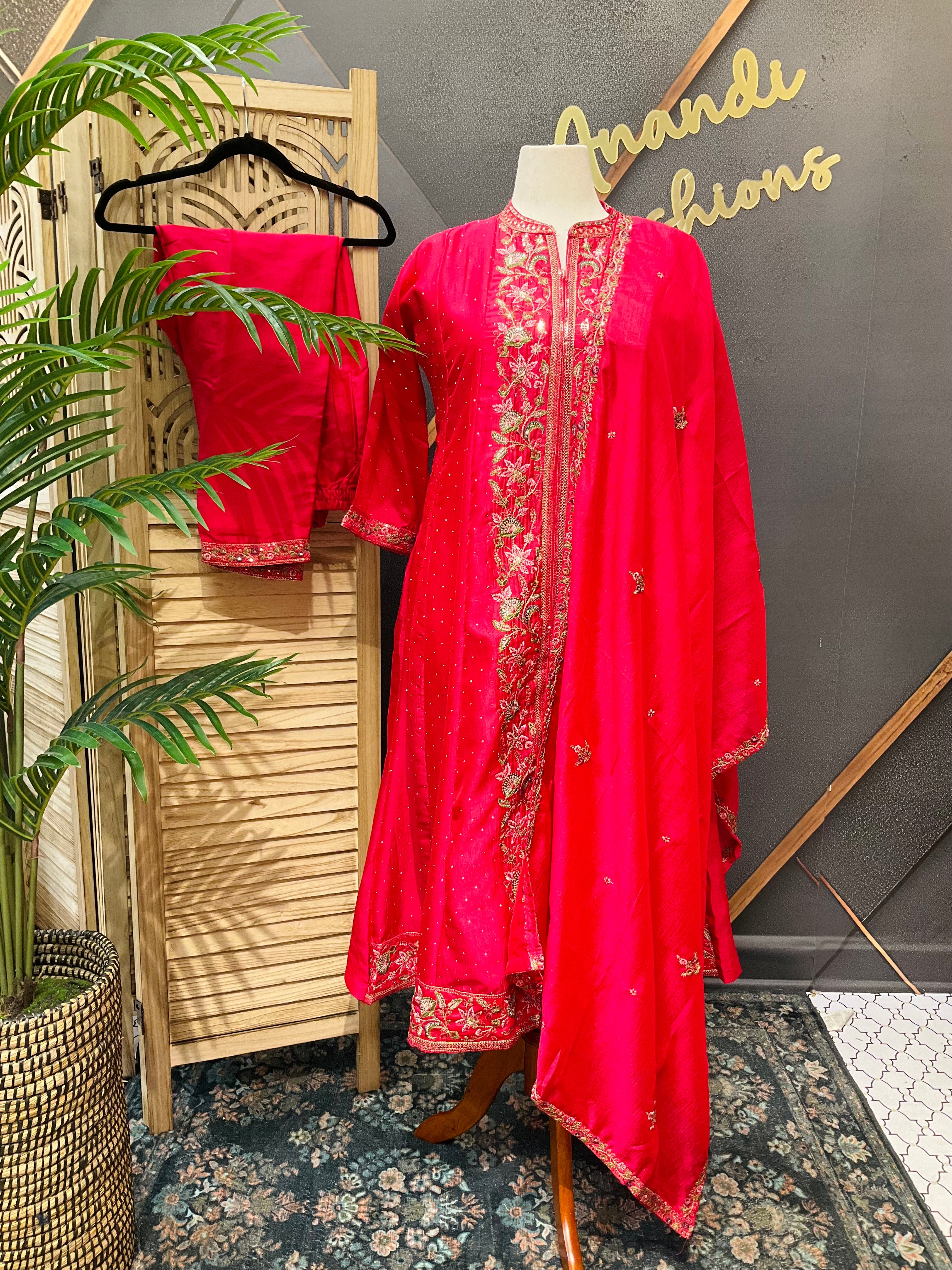 Plus size- Colorful Party Wear Anarkali kurti sets