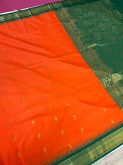 Orange Semi Silk Kanjeevaram Saree