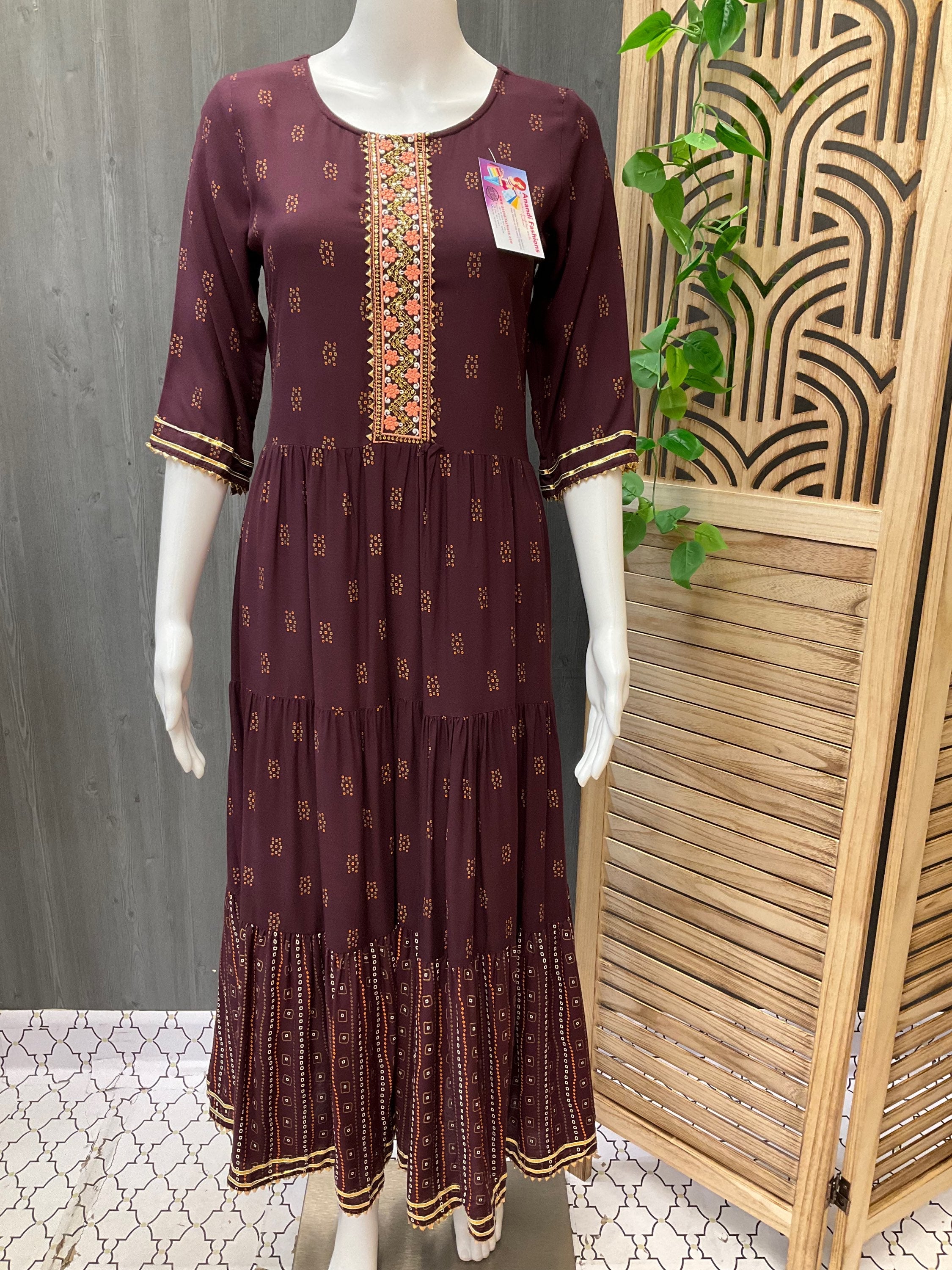 Stylish and Elegant Dark Brown Long kurti image 0