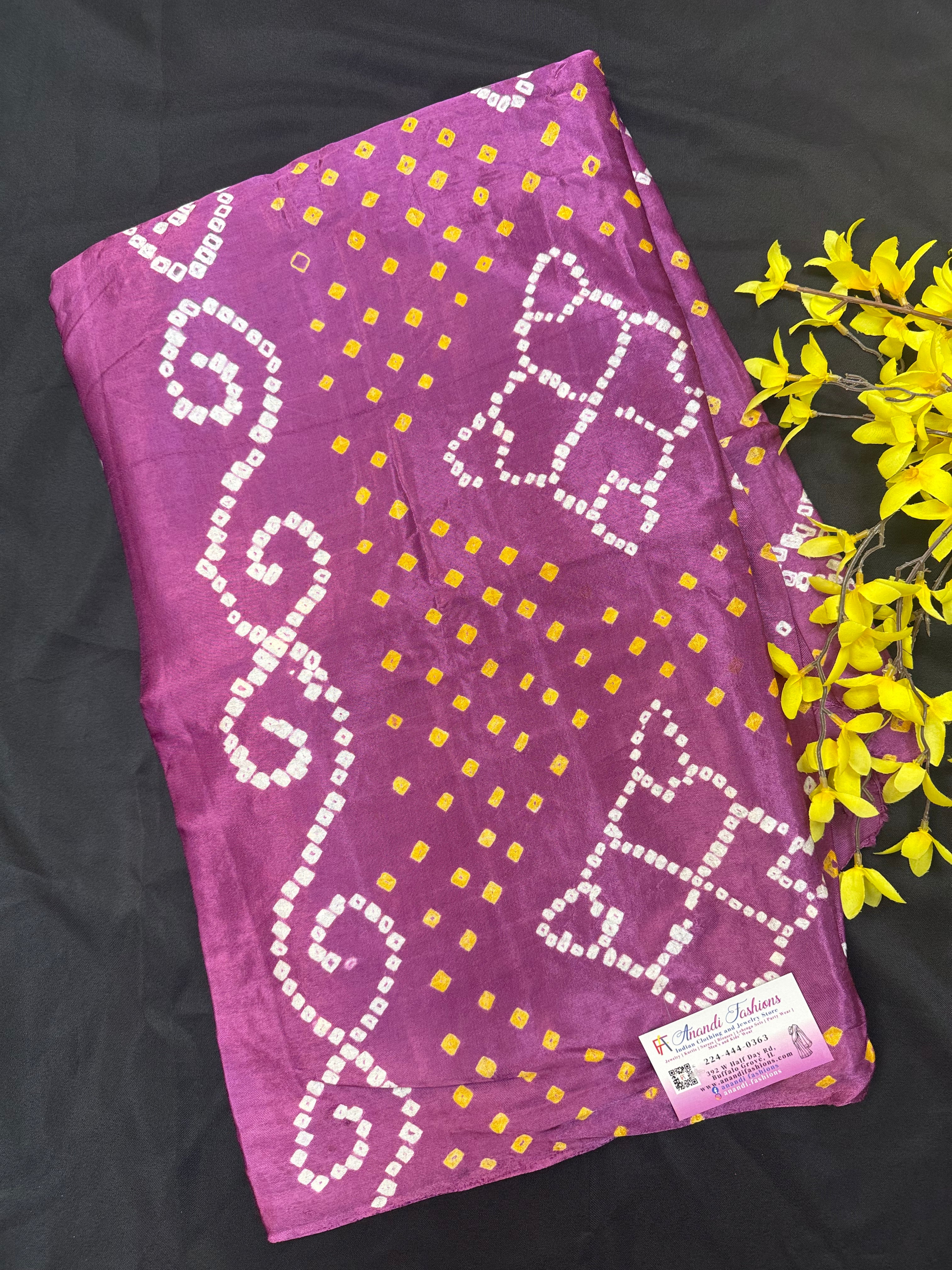 Purple- Gajji Silk Bhandhini Saree