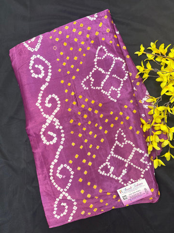 Purple Gajji Silk Bhandhini Saree