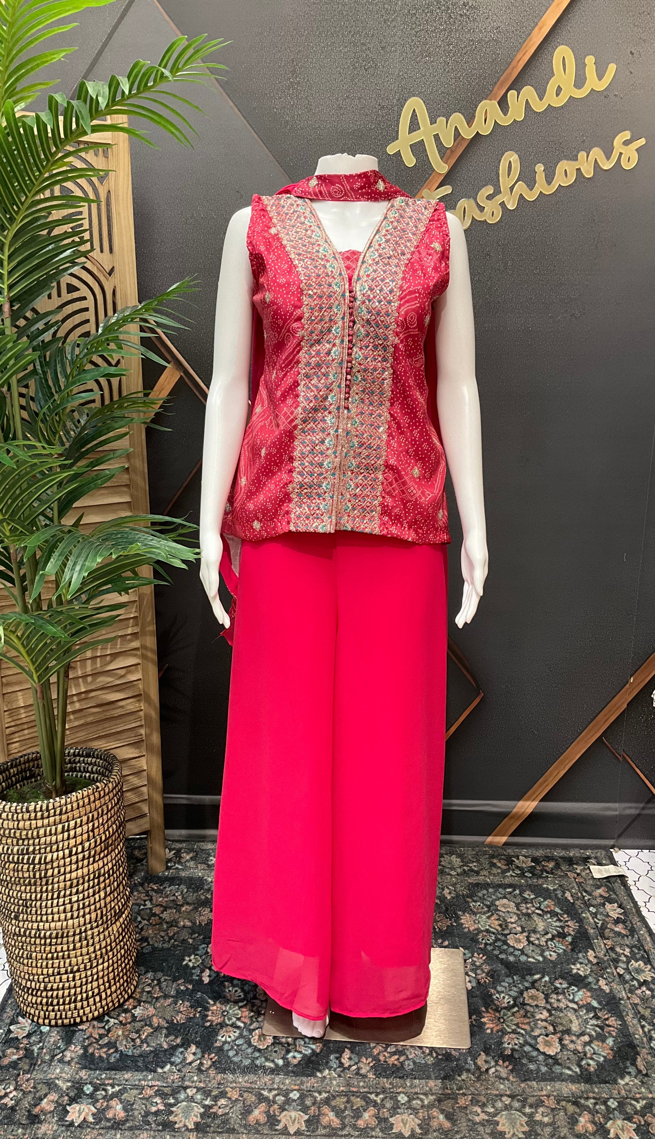 Pink Bhandhini Sharara set