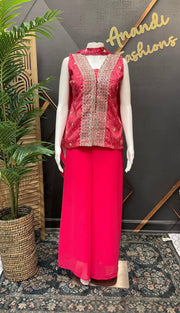 Pink Bhandhini Sharara Set - High Low Style Party Wear