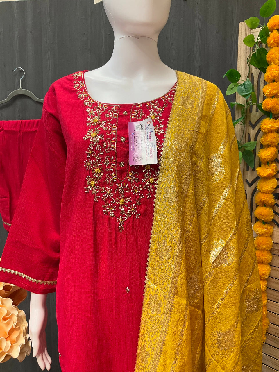 Size 48-Plus Size Party Wear Kurti set with Benaras Dupatta image 1