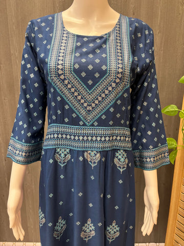Long Kurti - Rayon print Anarkali Kurtis
