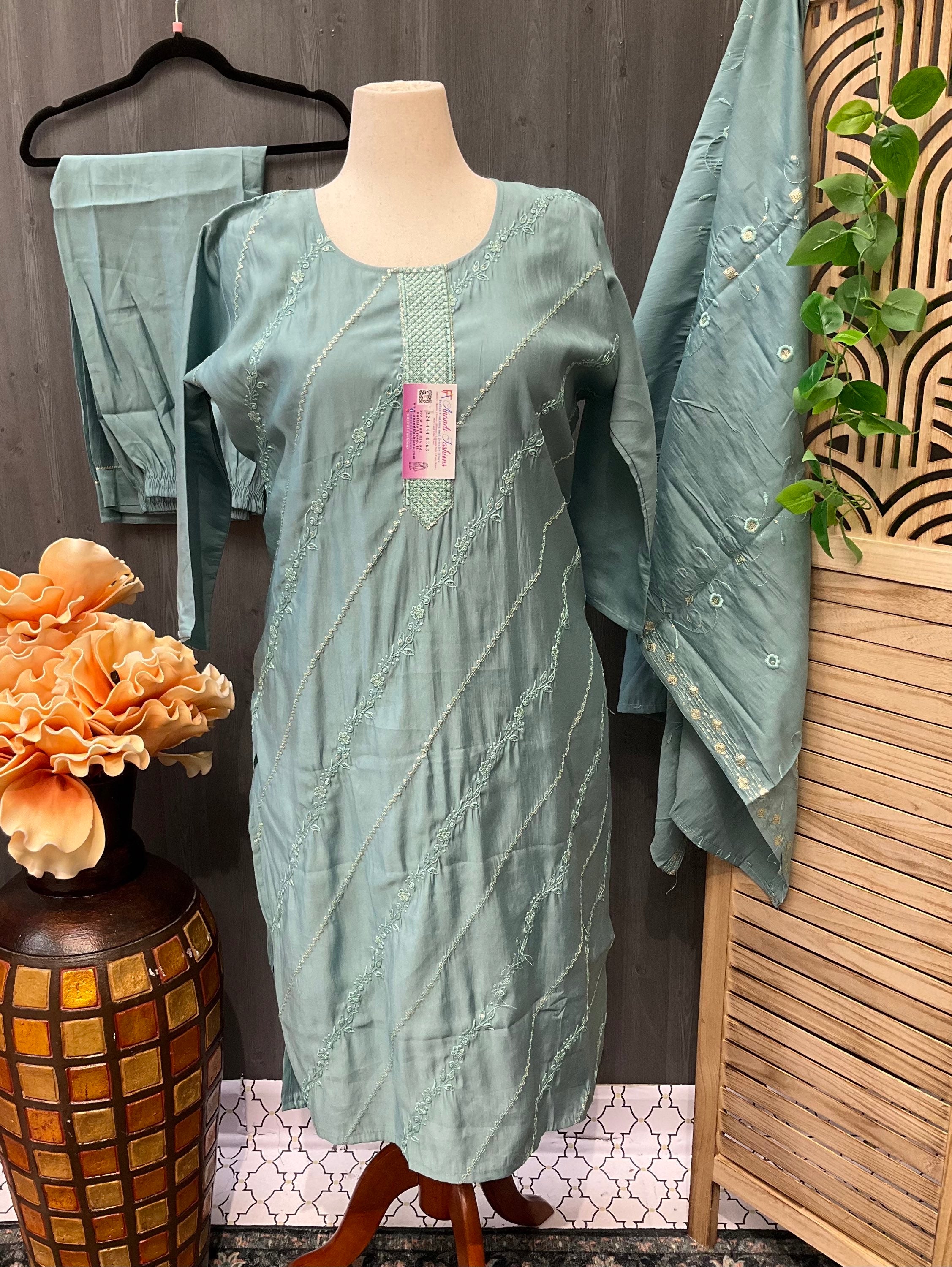 Plus Sizes - Roman Silk Embroidery Kurti set image 2