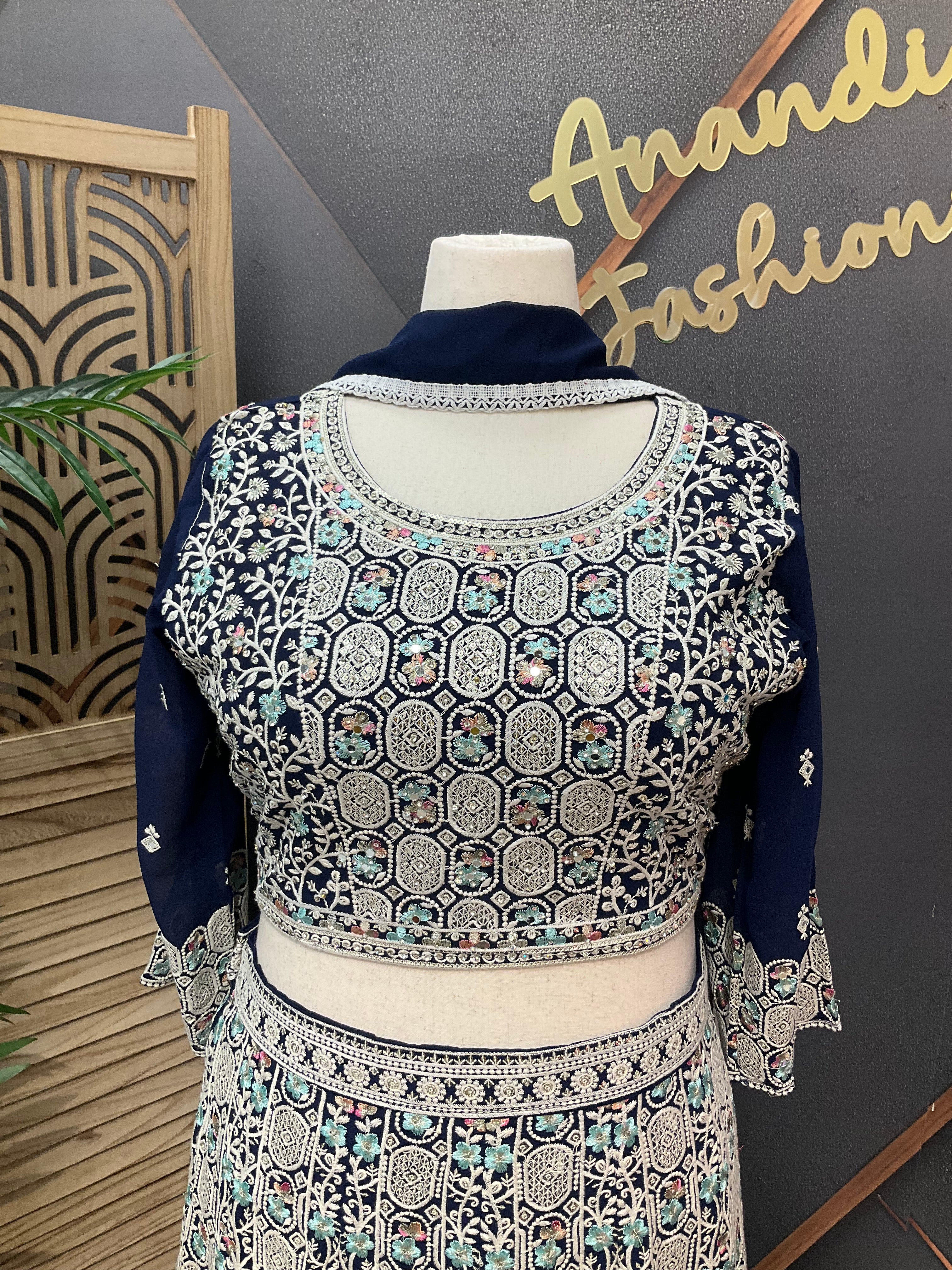 Plus Size - Extra Royal Blue Color -Heavy Work Georgette Lehenga set