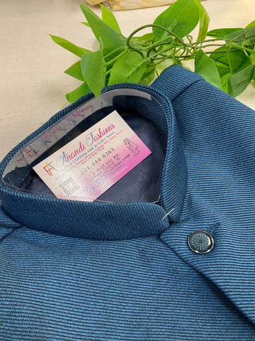 Premium Quality Blue Modi Jacket with Pockets - Ethnic Wear
