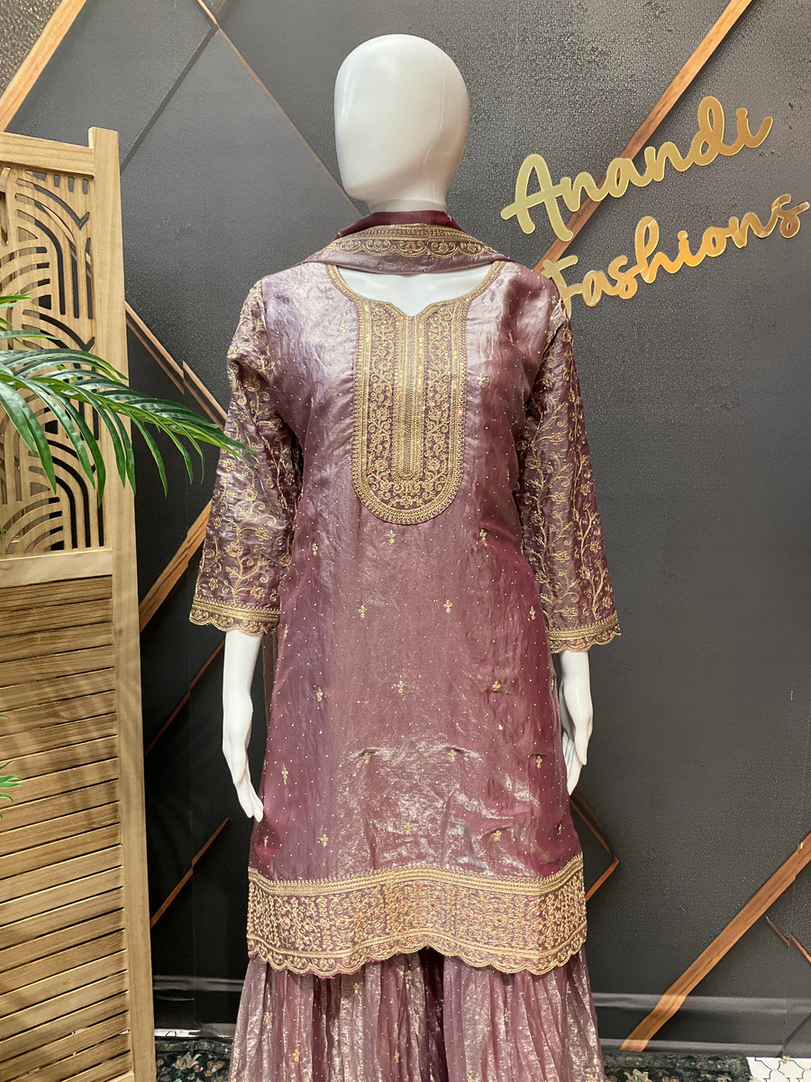 Women’s Onion Pink Party Wear Sharara Set