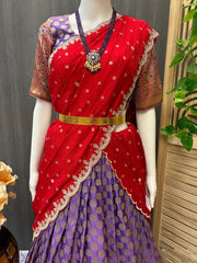 Regal Elegance - Purple and Red Half Saree/Langa Voni
