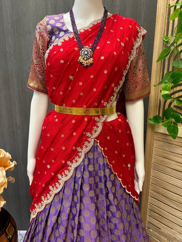 Regal Elegance - Purple and Red Half Saree/Langa Voni