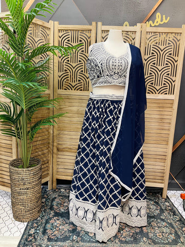 Plus Size Georgette Lehenga Set - Heavy Work Party Wear