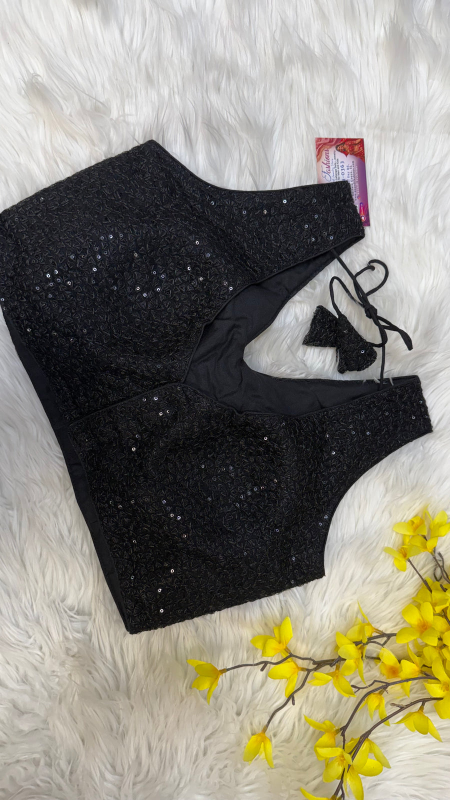 Black Sequence Blouse- Back opening