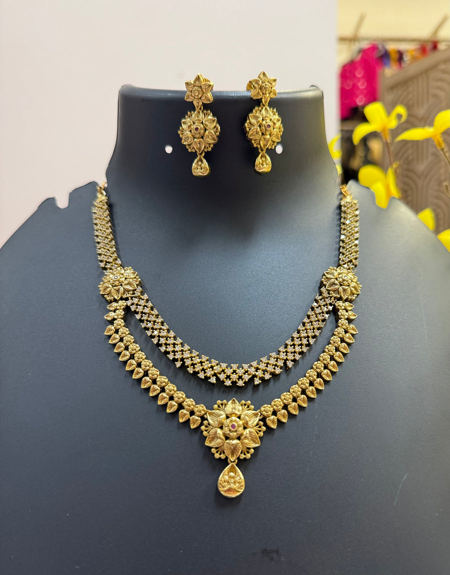 Antique Finish 2 Layer Necklace set
