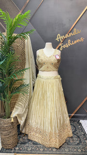 Pastel Shade Tissue Designer Lehenga set