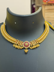 Maharastrian Thushi Necklace set with Pearls