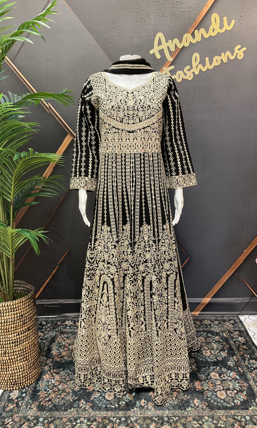 Heavy Party Wear Georgette Long Dress - Full Front & Back Work