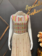 Teenage Girls’’ Beige Georgette Lehenga Set