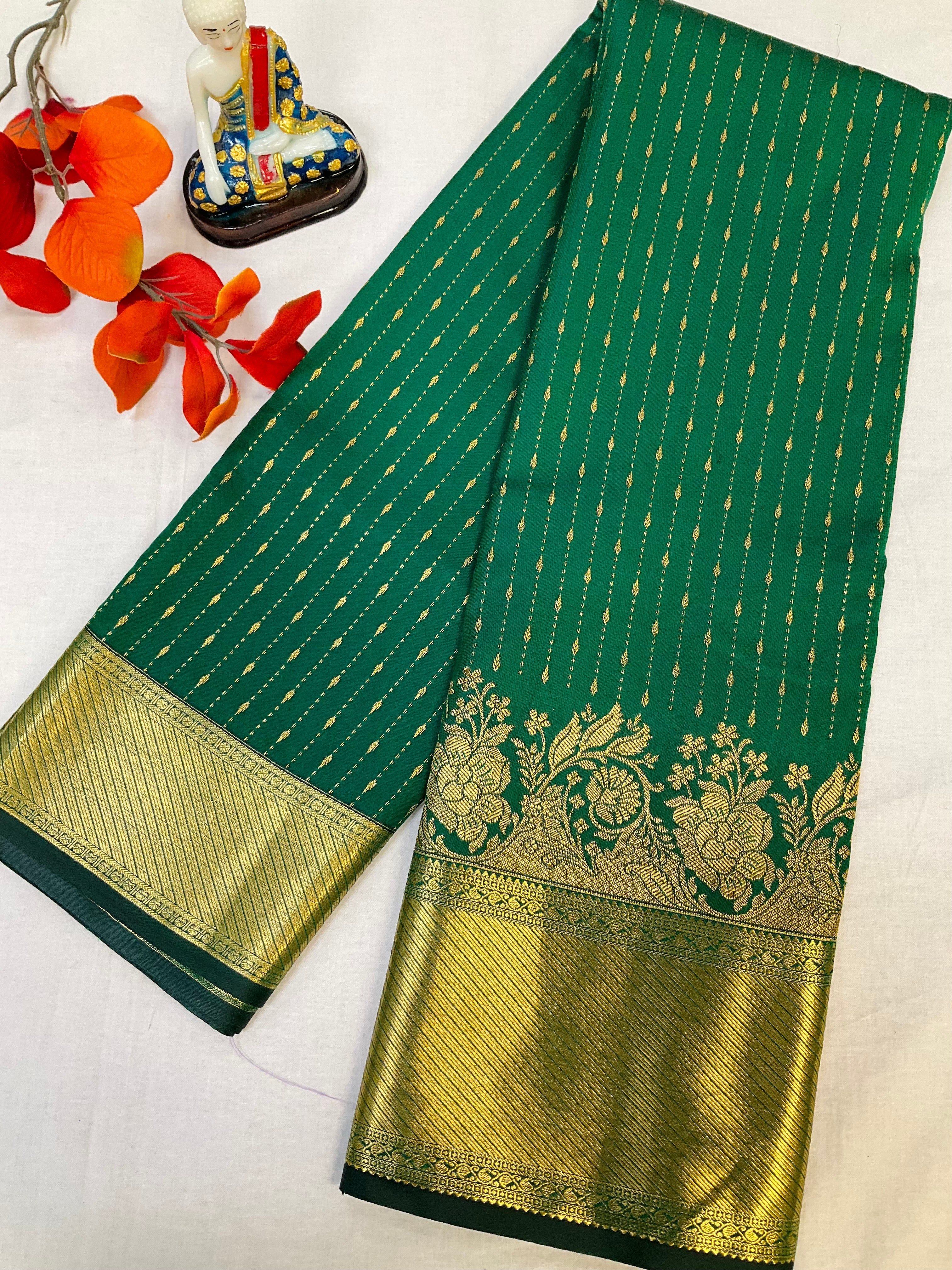 Green Semi Silk Kanjeevaram Saree