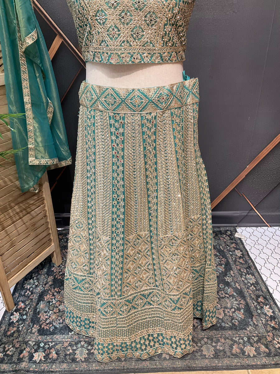 Plus size pastel Green lehanga set